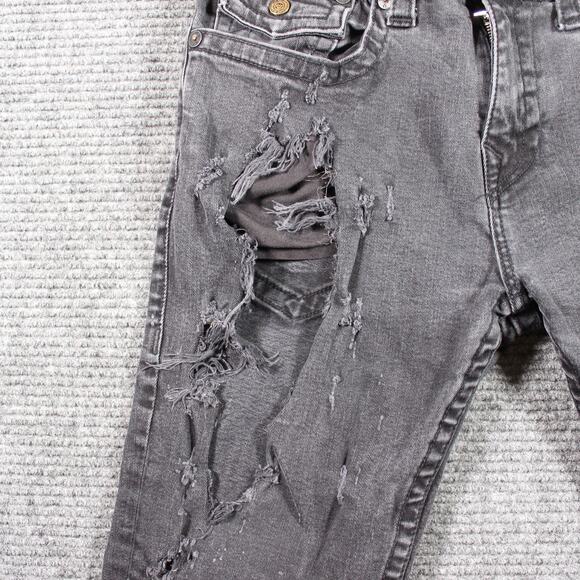 True Religion Jeans Mens 32x32 Gray Rocco Relaxed Skinny Flap Distressed - Picture 4 of 13